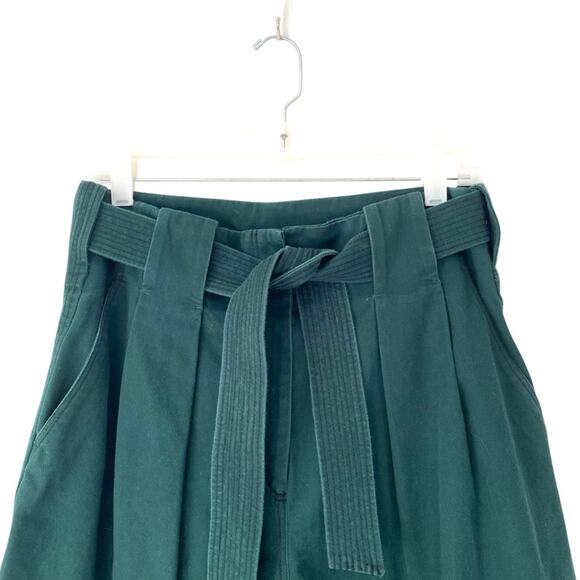 Sandro Paris Green High Rise Cotton Belted Pants Cropped Wide Leg size 40 US 8 - Picture 6 of 11